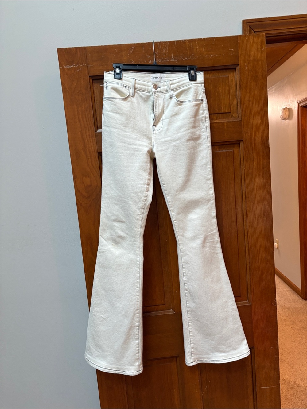 Frame Denim White Flare Jeans - High Rise Wide Leg
